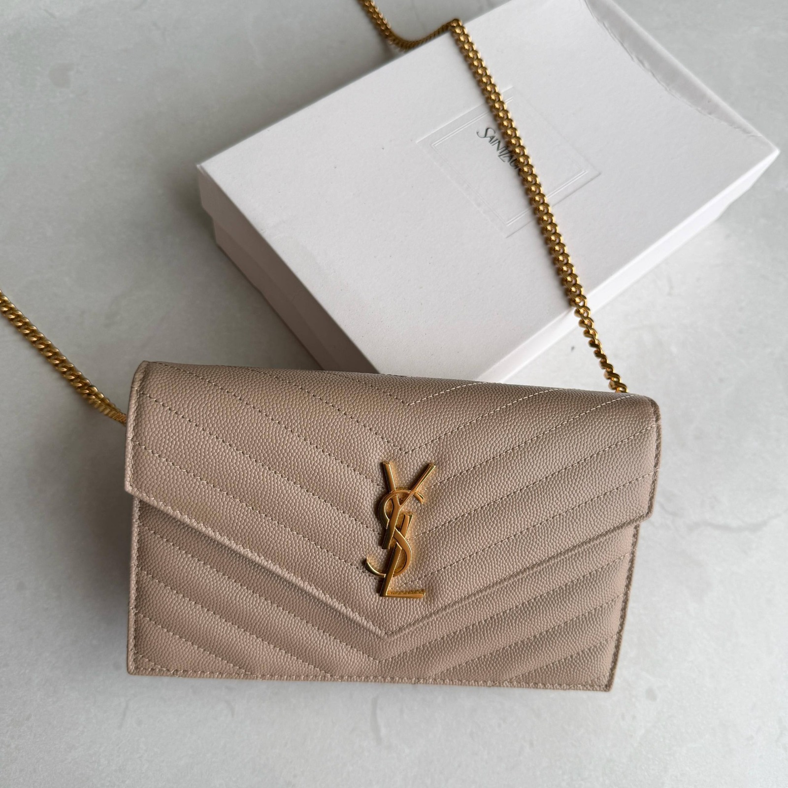 Saint Laurent Monogram WOC Dark Beige GHW