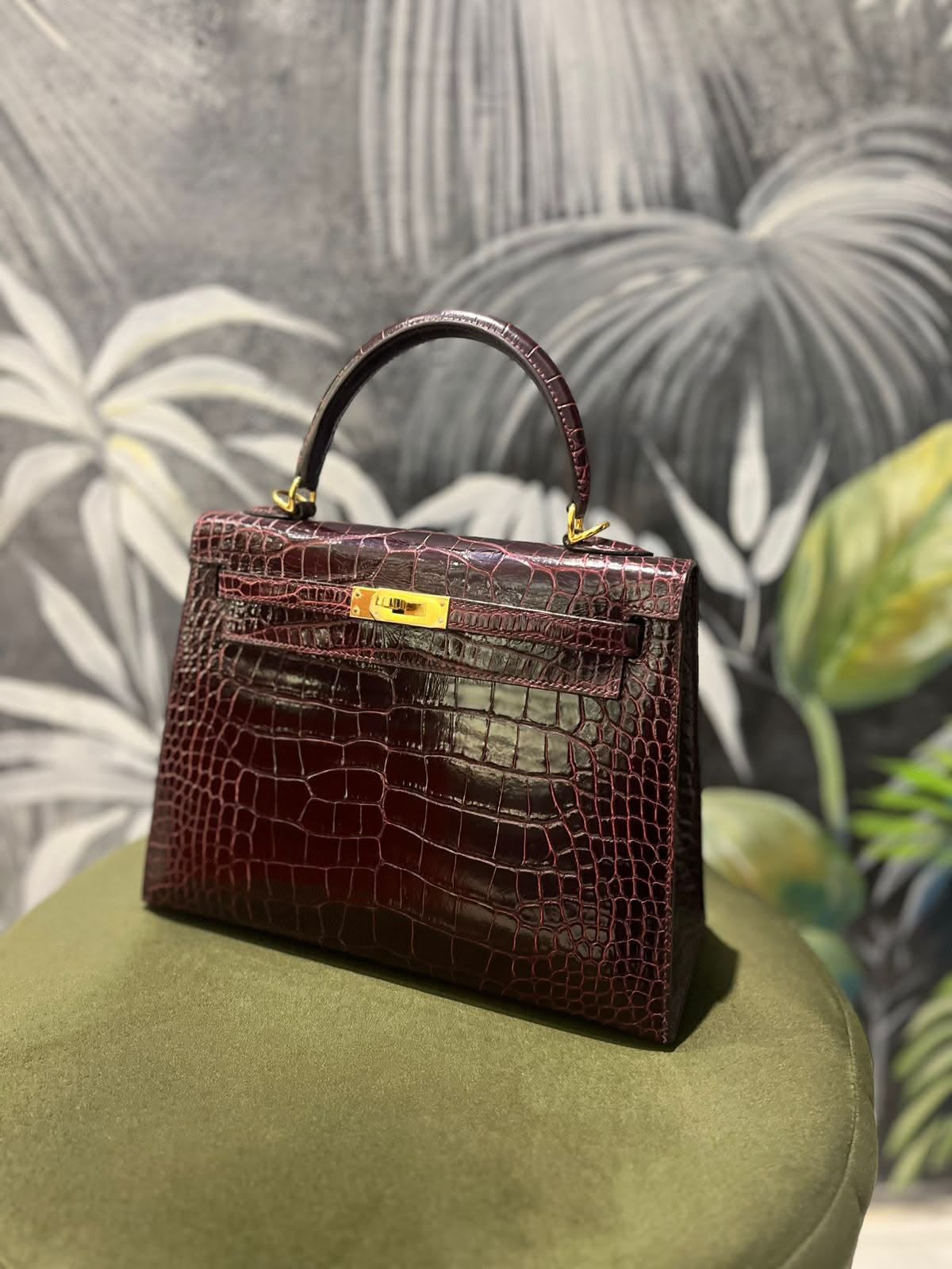 Hermes K25 Bordeaux Alli Shiny GHW