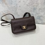 Chanel Maxi Blazy Mini Flap 20cm Dark Brown Calf Grained GHW