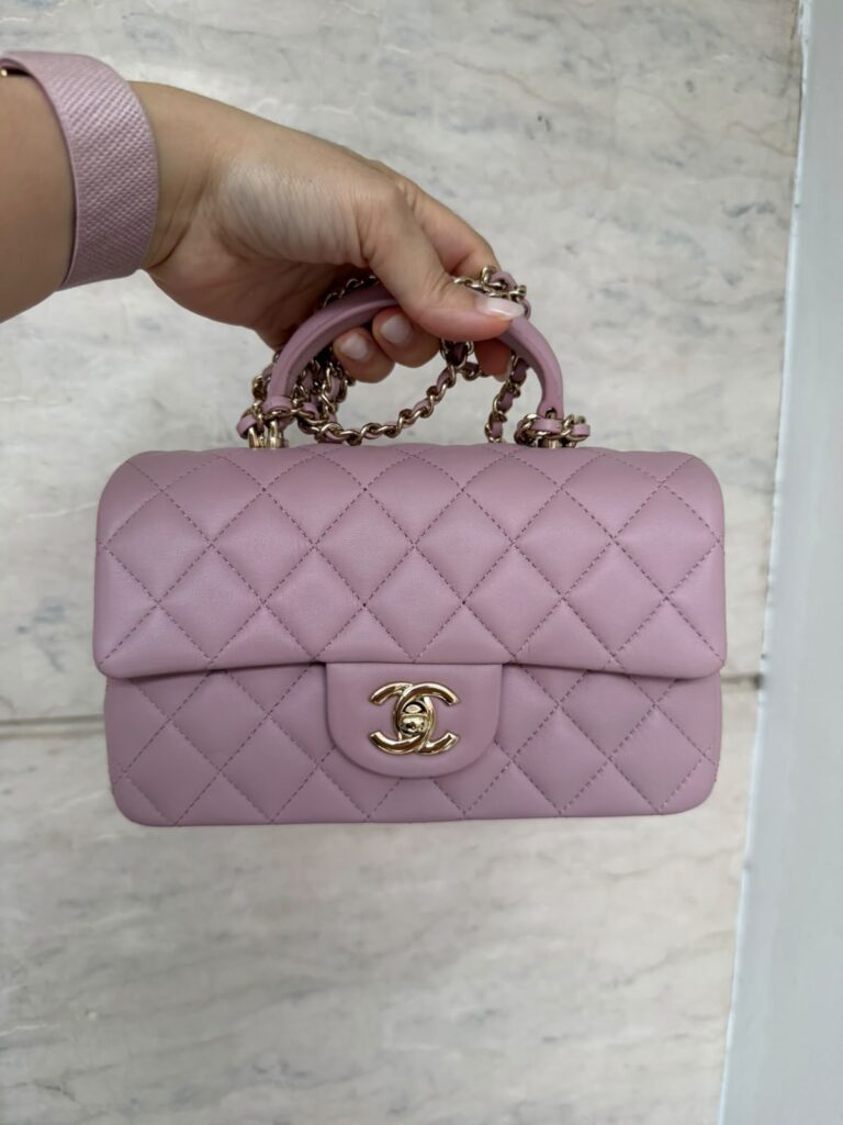 Chanel Mini Rectangle Top Handle Lilac GHW
