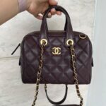 Chanel Small Bowling Bag Burgundy