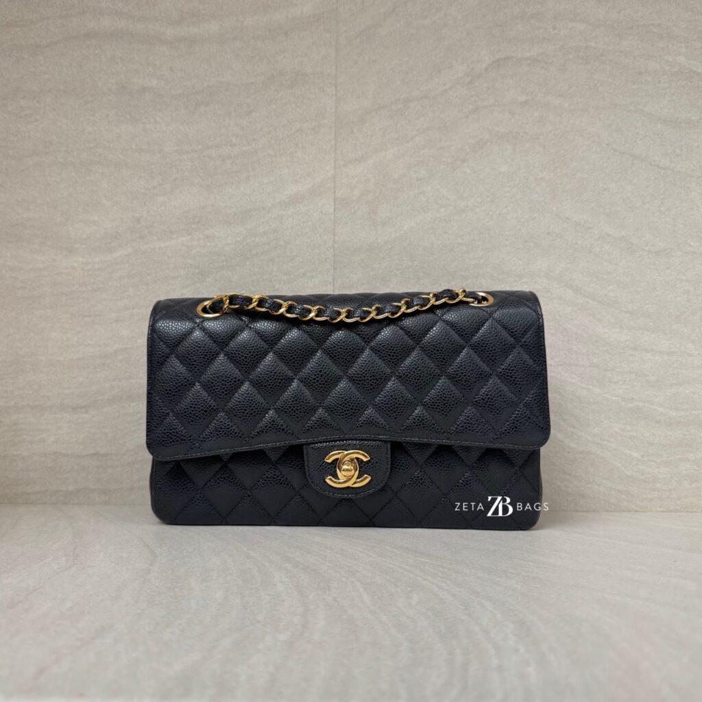 Chanel Medium Classic D Flap Caviar Black GHW