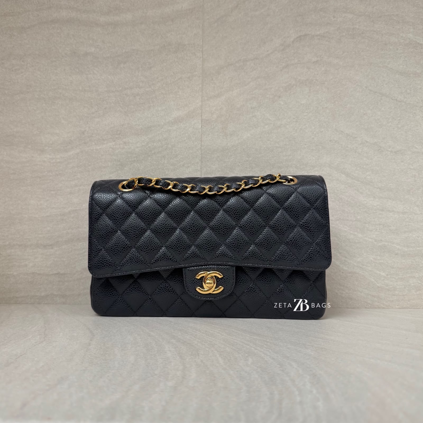 Chanel Medium Classic D Flap Caviar Black GHW