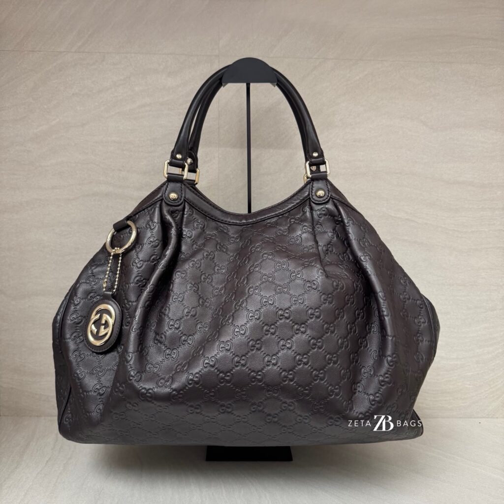 Gucci Sukey Tote Bag Guccissima Dark Brown LGHW