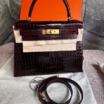 Hermes Kelly 28 Bordeux Nilo Shiny GHW