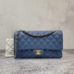 Chanel Classic Medium Slate Blue Caviar GHW