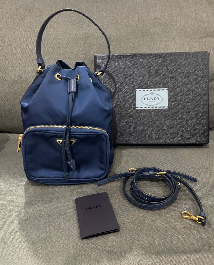 Prada Bucket Nylon Navy GHW