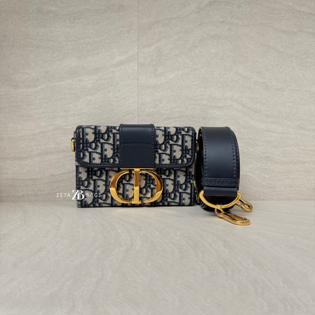 Dior  30 Montaigne Box Canvas Oblique Navy GHW