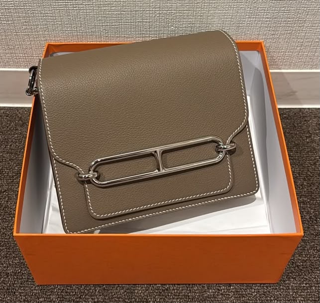 Hermes Mini Roulis Etoupe Evercolor PHW