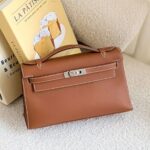 Hermes Kelly Pochette Gold Swift PHW