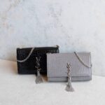 Saint Laurent Medium Kate Bag Grey Croco SHW