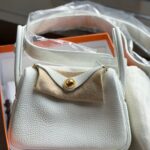 Hermes  Mini Lindy New White Clemence GHW