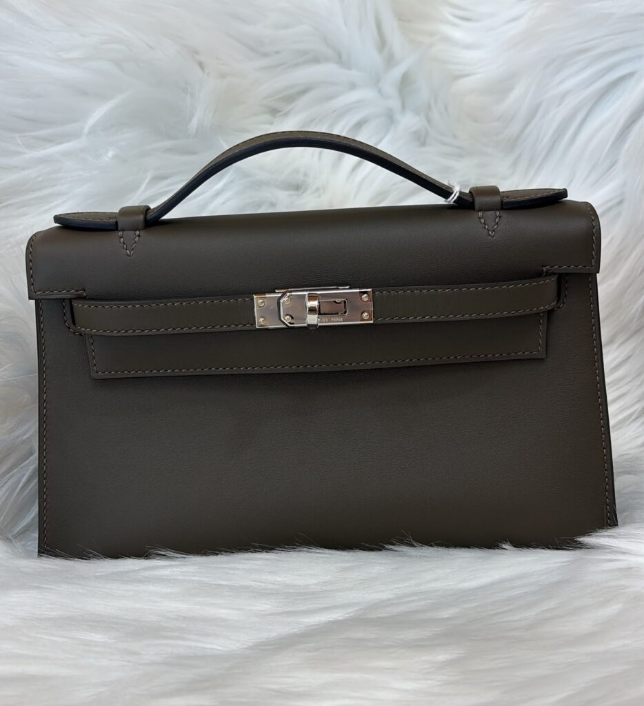 Hermes Kelly Pochette Vert Loden PHW
