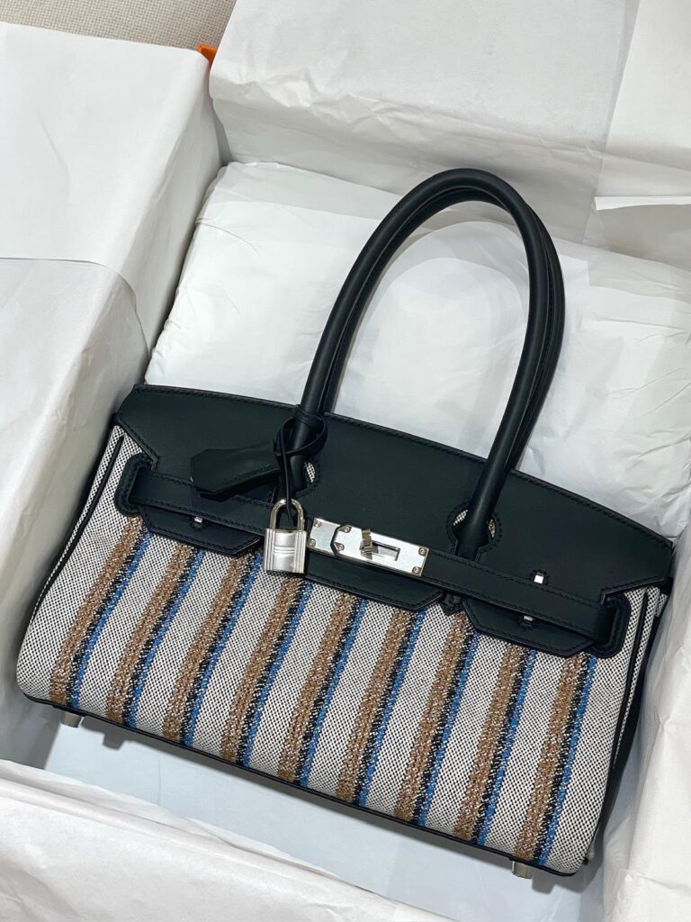 Hermes Birkin Shoulder 29 Black Toile/Swift PHW