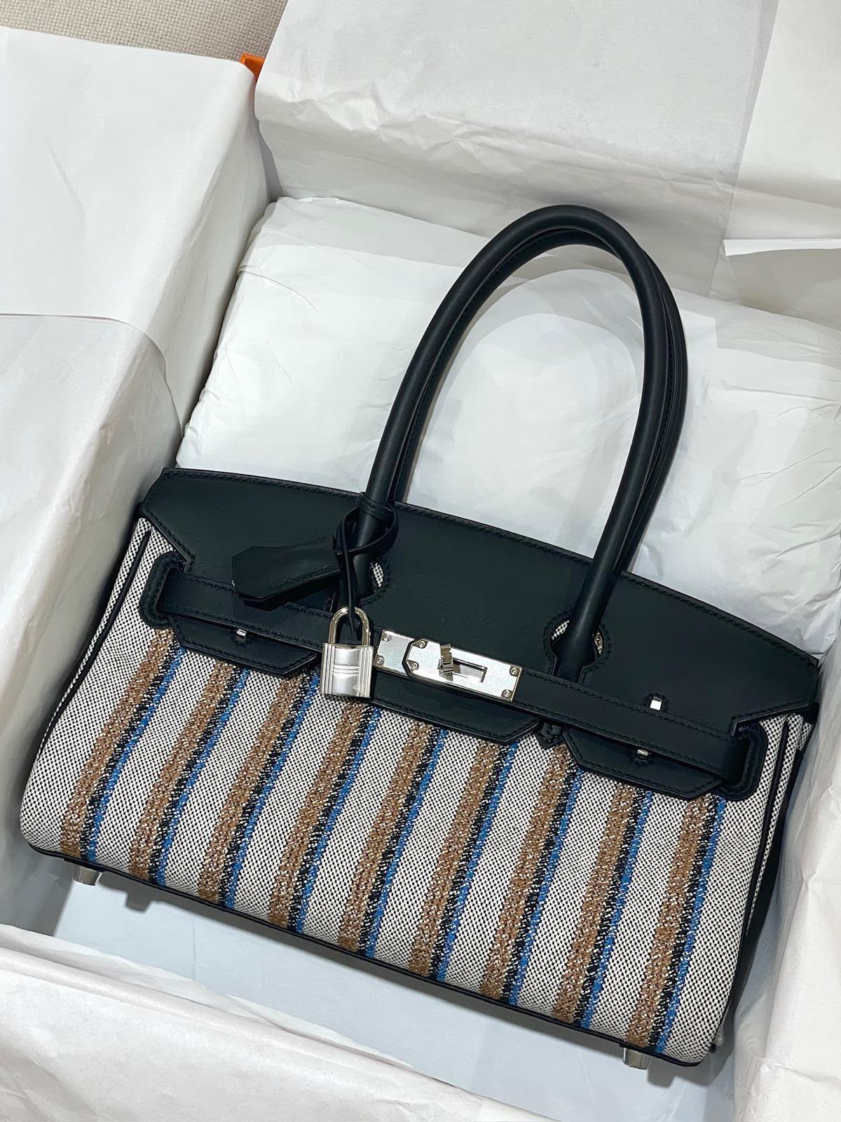 Hermes Birkin Shoulder 29 Black Toile/Swift PHW