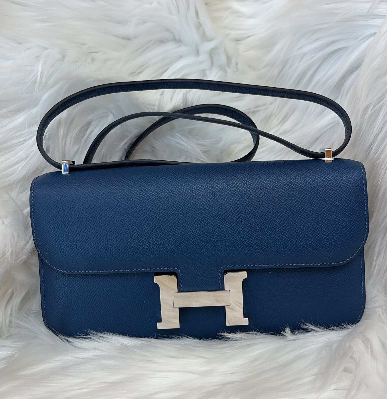Hermes Constance Elan Blue Tie Epsom PHW