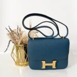 Hermes Constance 18-1 Blue Thallasa Epsom GHW