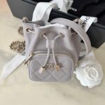 Chanel Bucket Bag Grey Caviar Light Gold Hardware