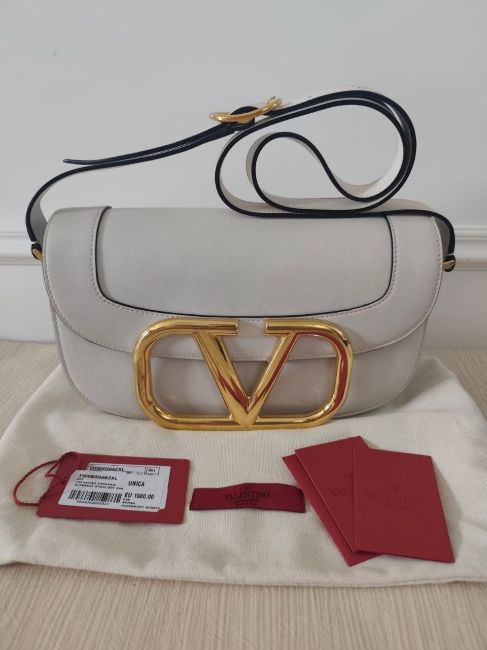 Valentino Supervee Shoulder Bag White GHW