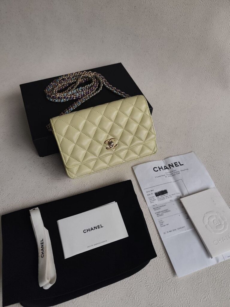 Chanel WOC Caviar Yellow Double Chain