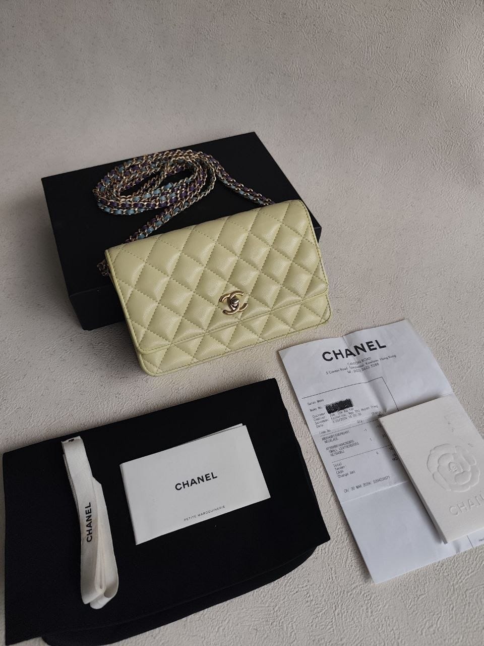 Chanel WOC Caviar Yellow Double Chain