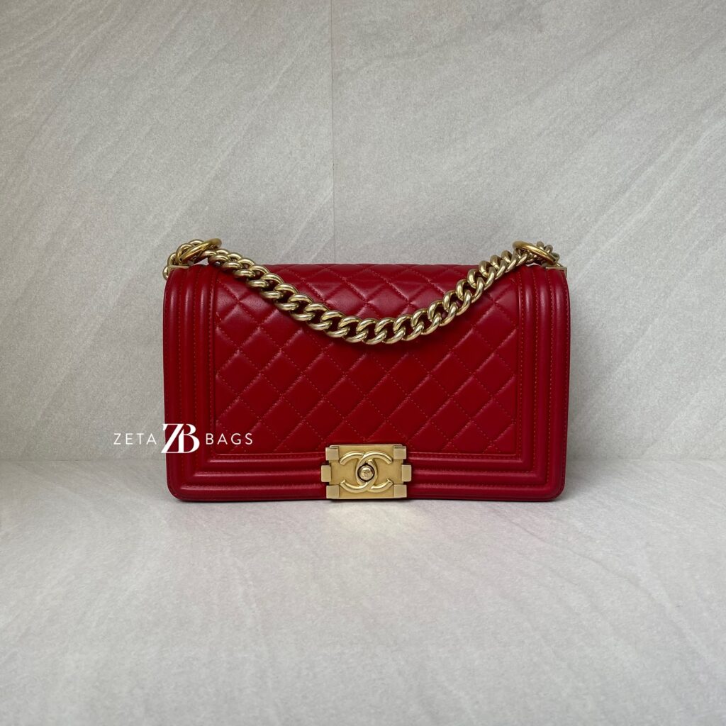 Chanel Boy 25 Lambskin Red GHW