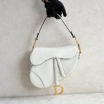 Dior Medium Saddle Bag Latte White GHW