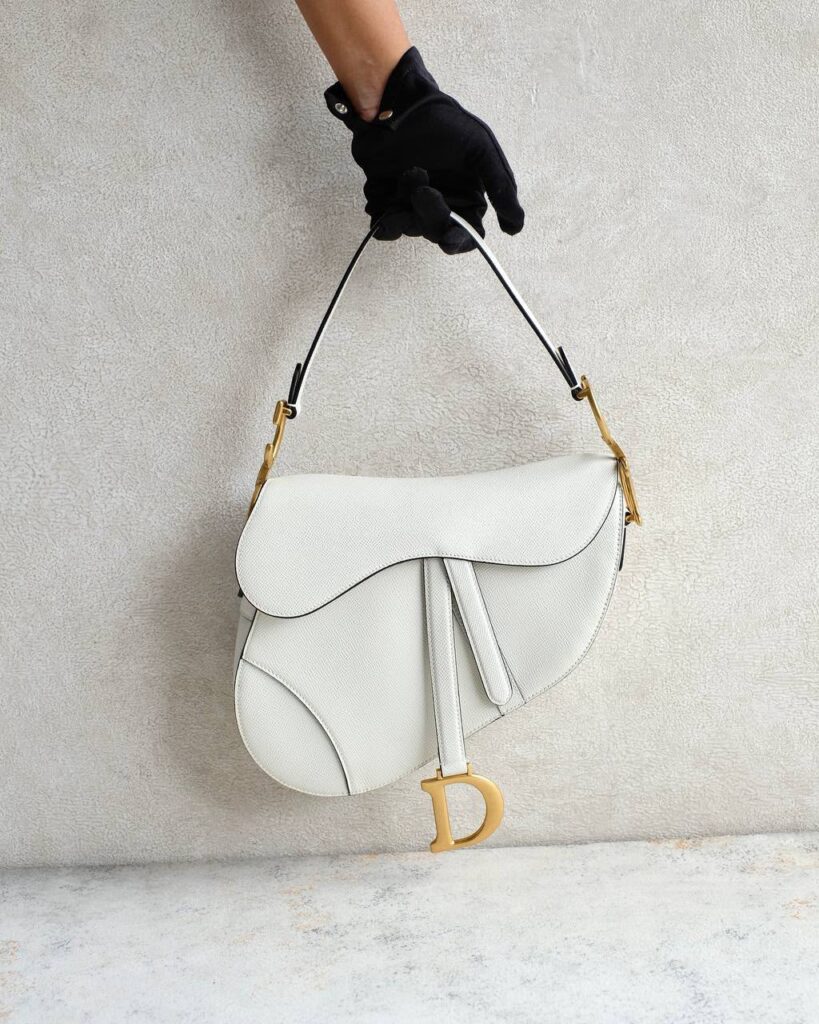 Dior Medium Saddle Bag Latte White GHW