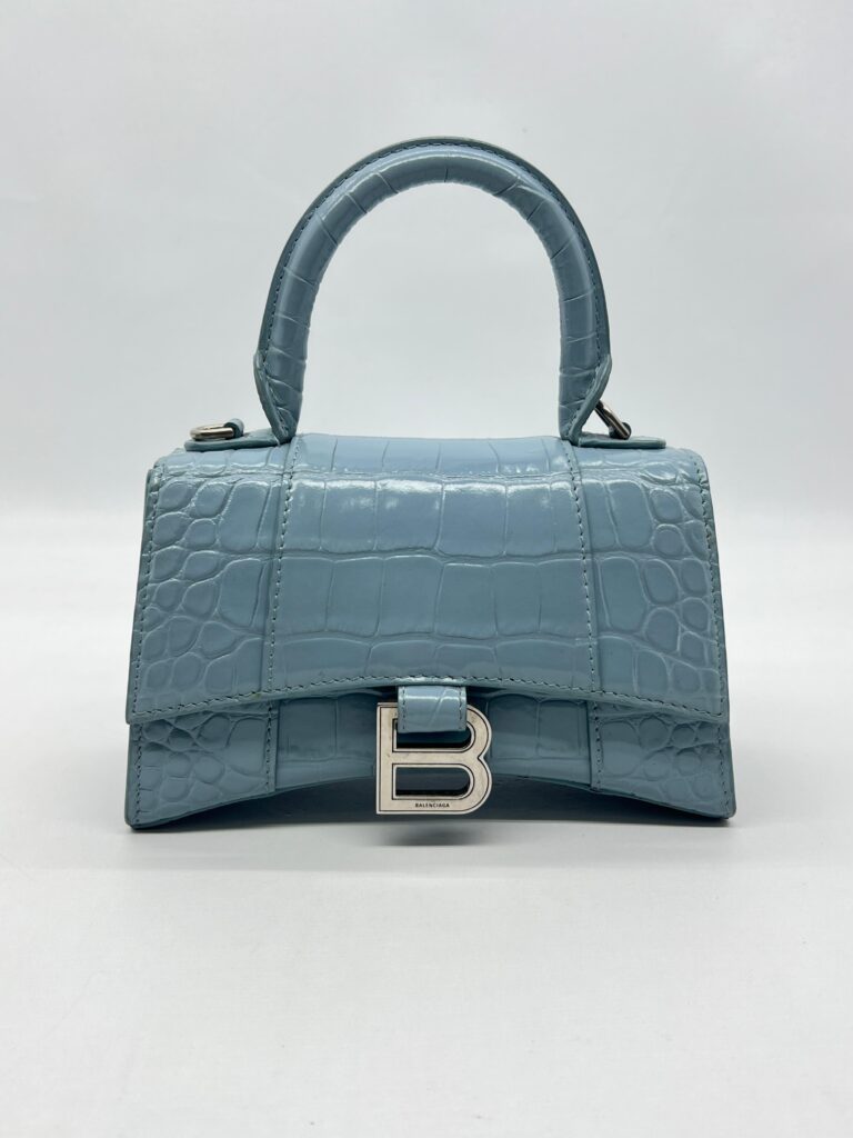Balenciaga Hourglass XS Top Handle Blue Grey SHW