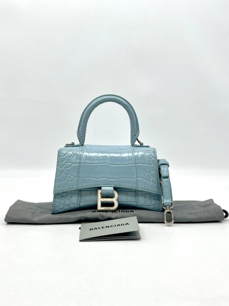 Balenciaga Hourglass XS Top Handle Blue Grey SHW