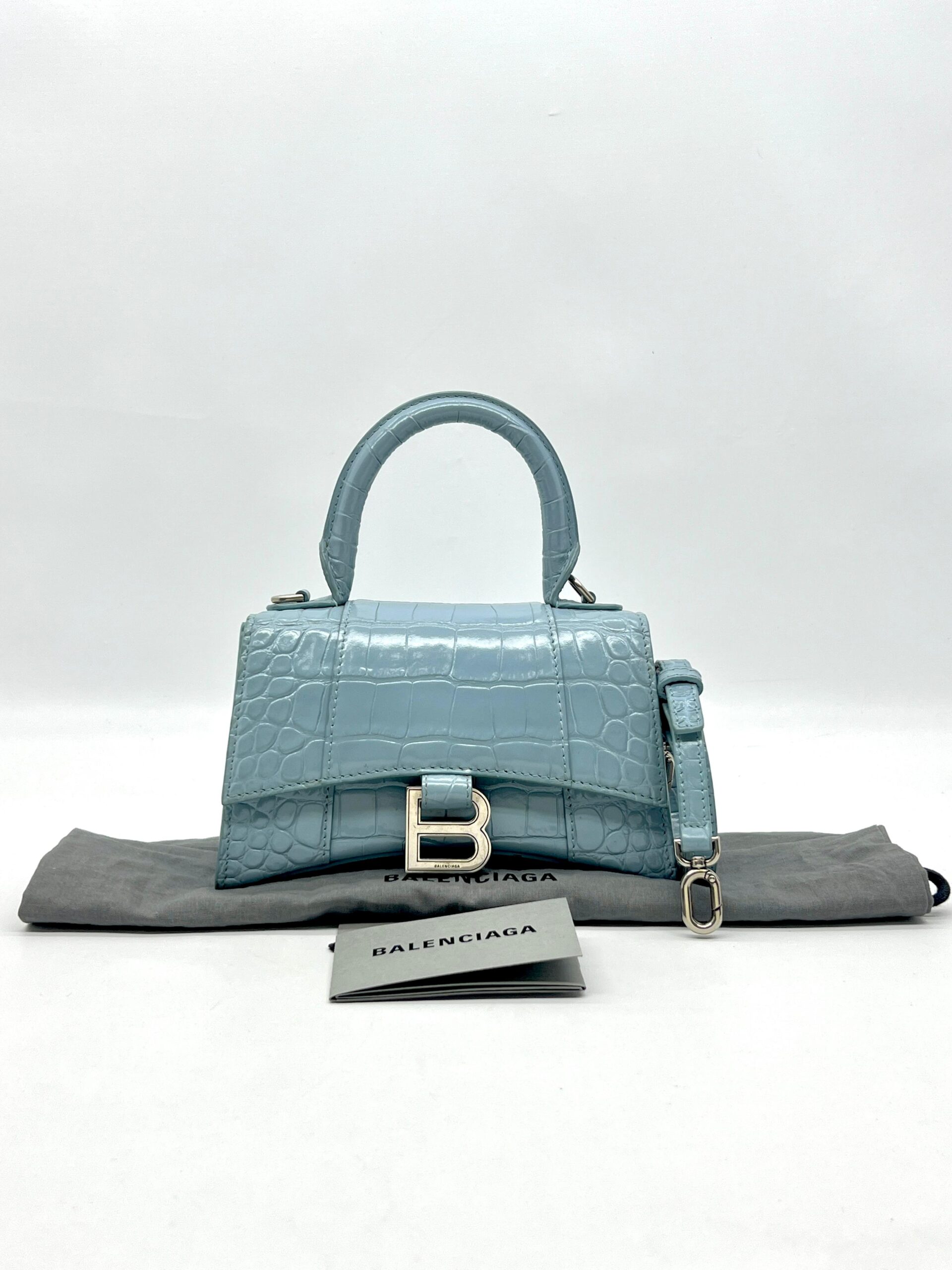Balenciaga Hourglass XS Top Handle Blue Grey SHW