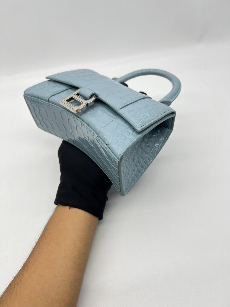 Balenciaga Hourglass XS Top Handle Blue Grey SHW