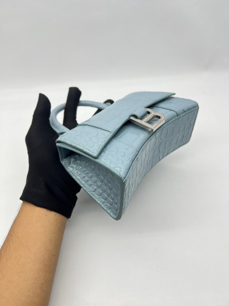 Balenciaga Hourglass XS Top Handle Blue Grey SHW