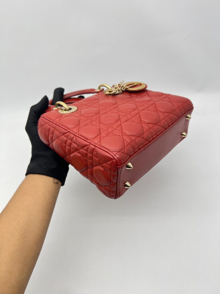 Dior Lady Dior Small Lambskin Red GHW