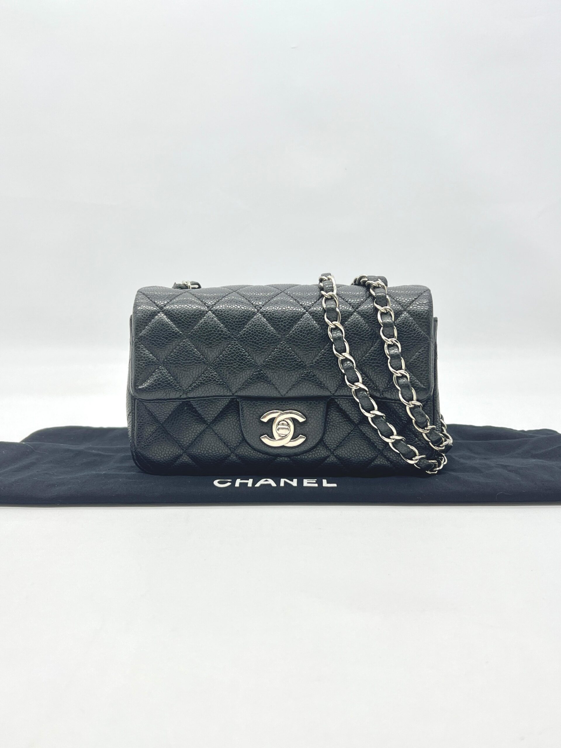 Chenel Mini Rectangular Caviar Black SHW