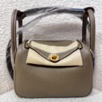 Hermes Mini Lindy Etoupe Clemence GHW