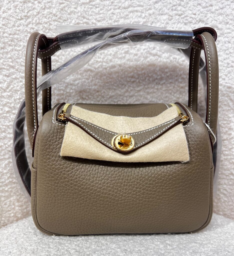 Hermes Mini Lindy Etoupe Clemence GHW