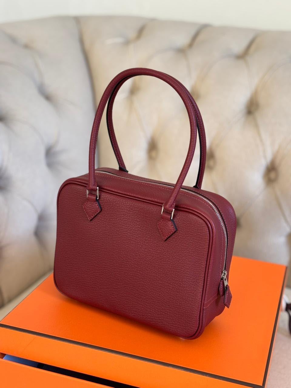 Hermes Mini Plum Rouge H Chevre