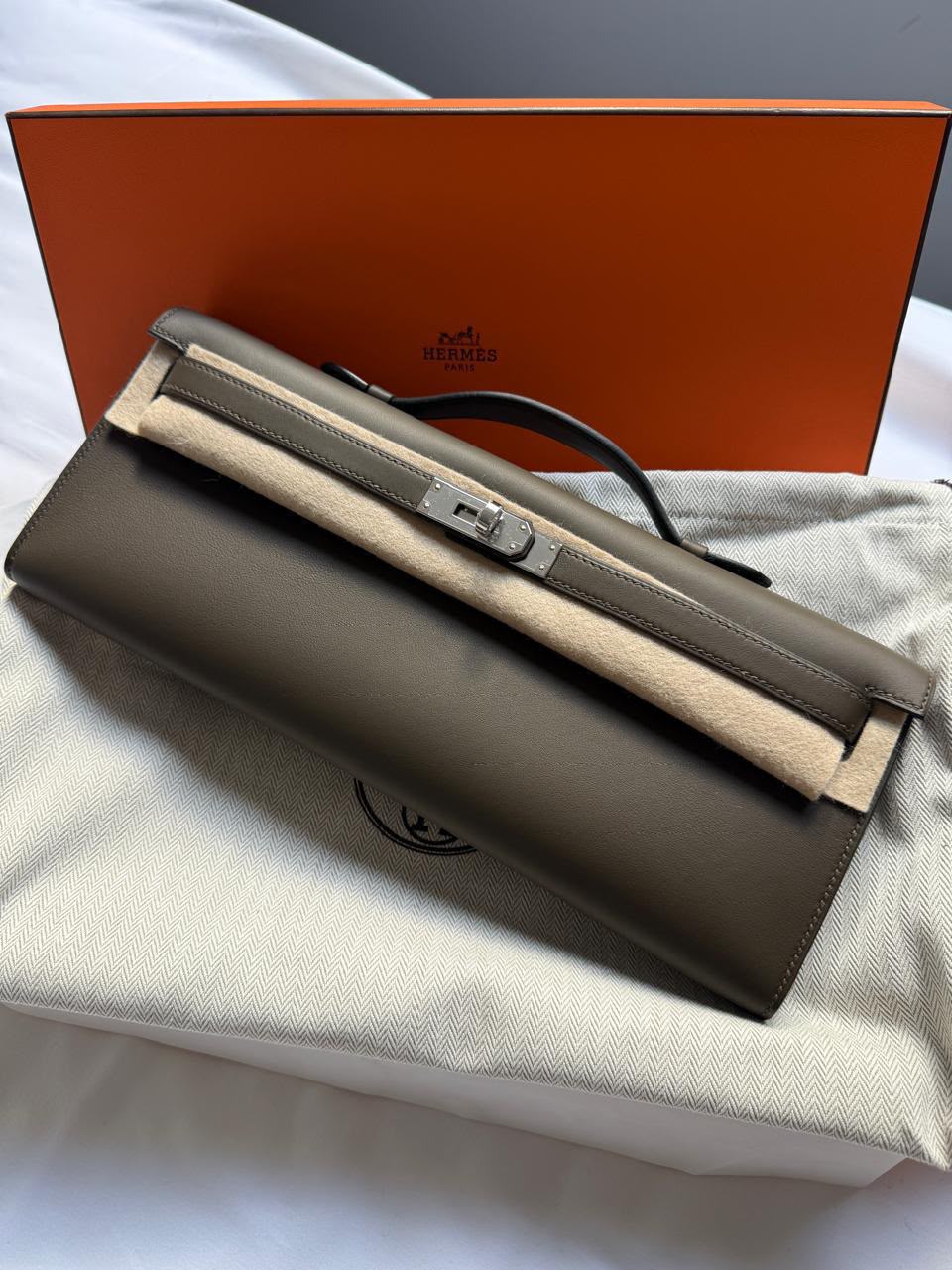 Hermes Kelly Cut Vert Loden Swift PHW