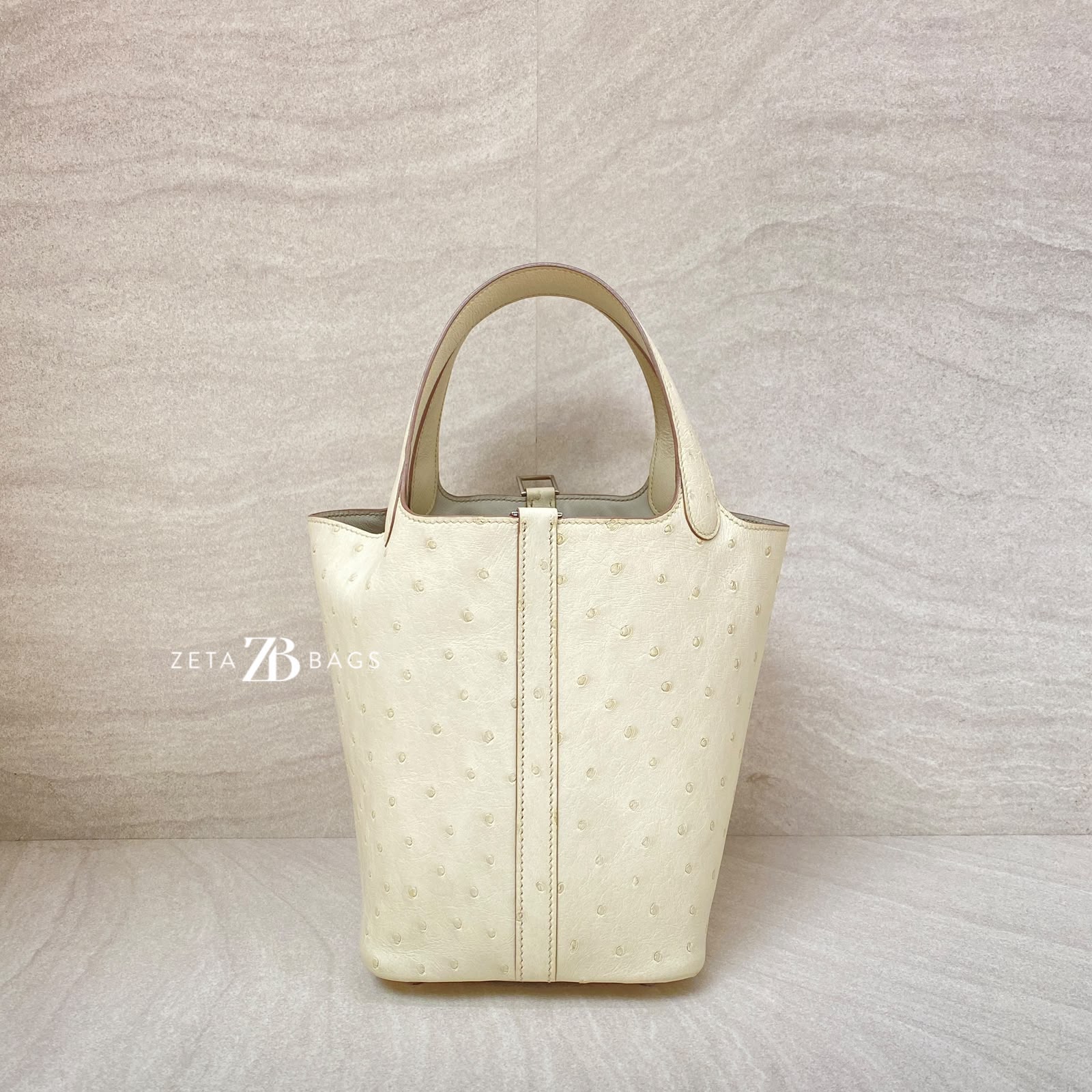 Hermes Pico 18 Parchemin Ostrich PHW