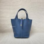 Hermes Pico 18 Blue De Prusse Clemence GHW