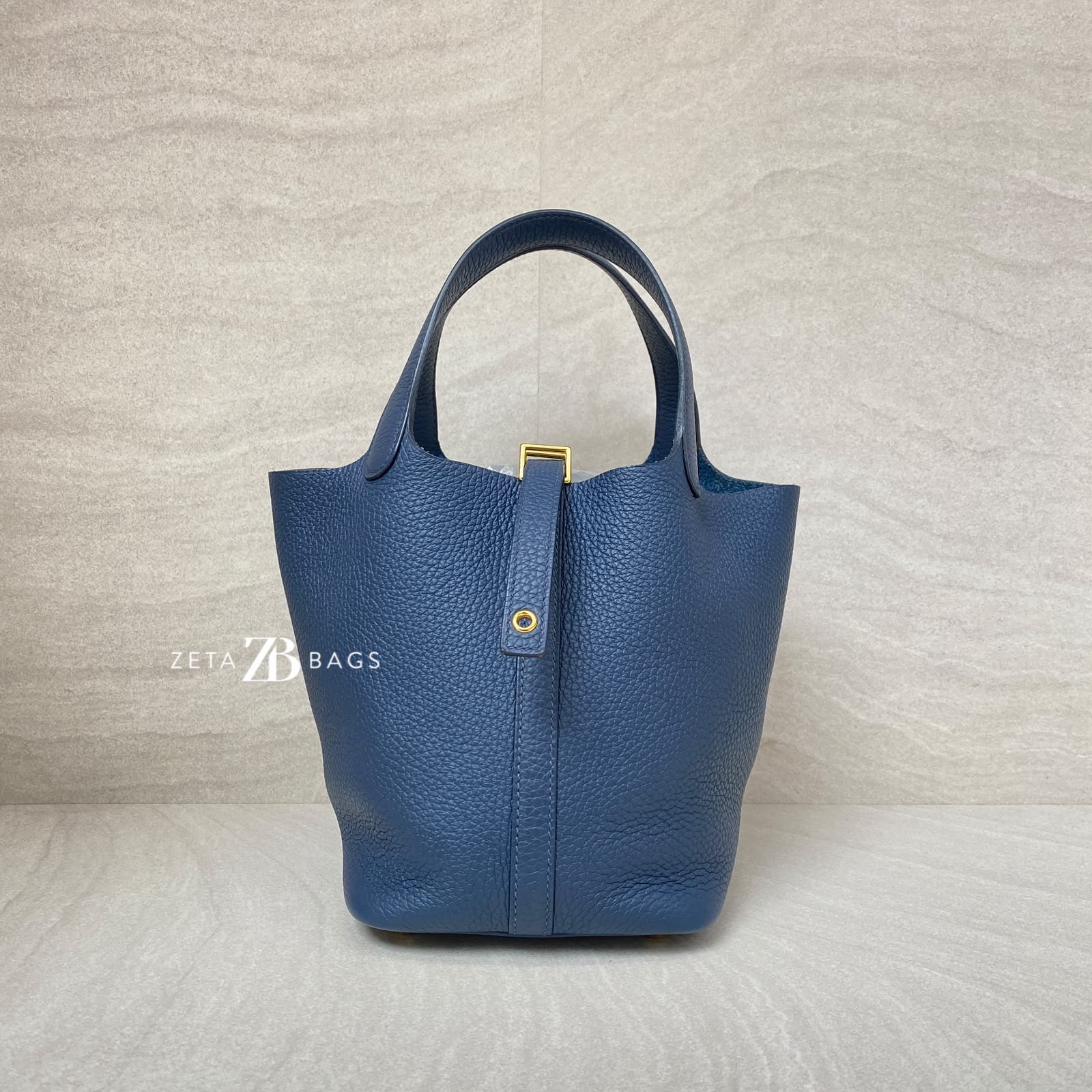 Hermes Pico 18 Blue De Prusse Clemence GHW