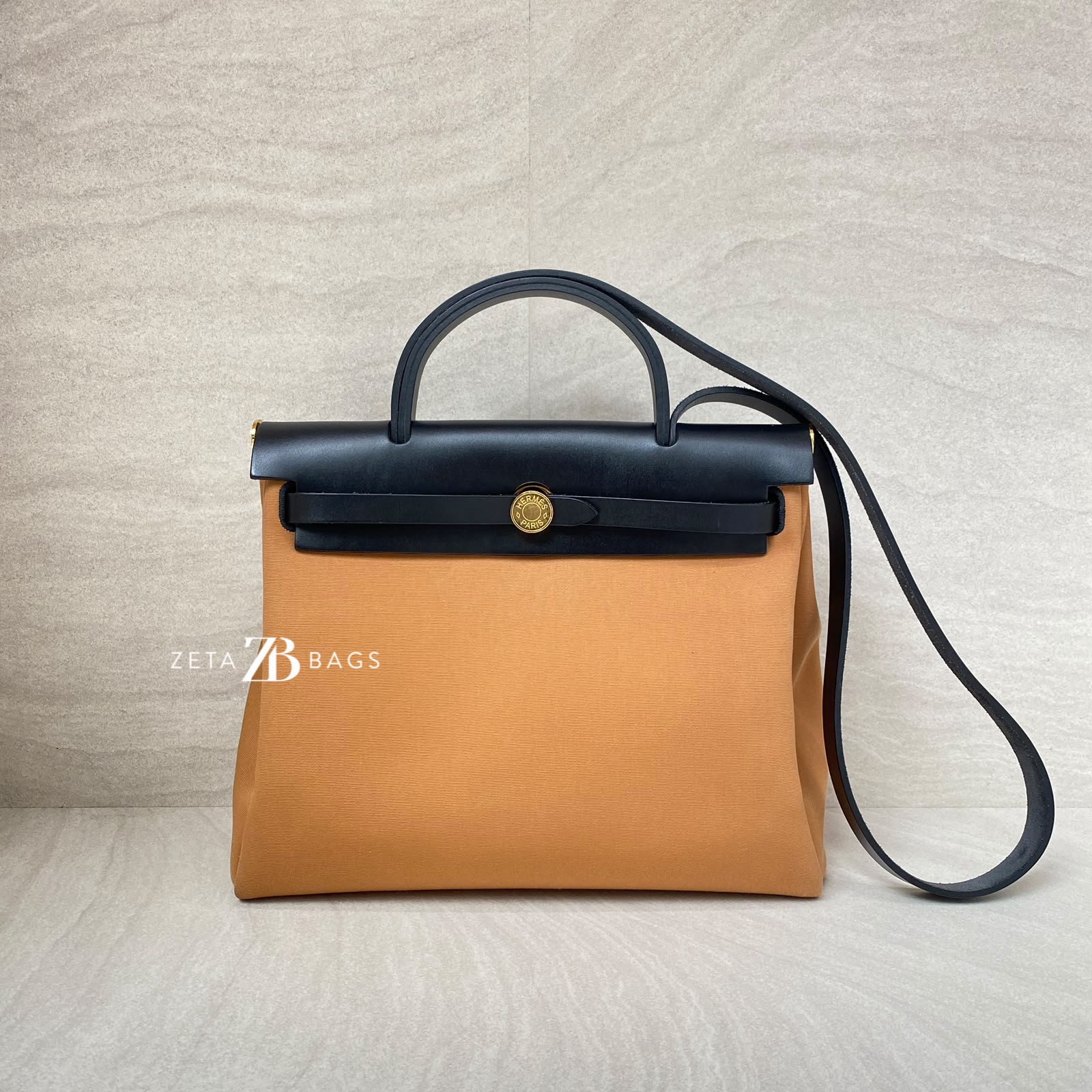 Hermes Herbag 31 Dune/Black/Cassis GHW