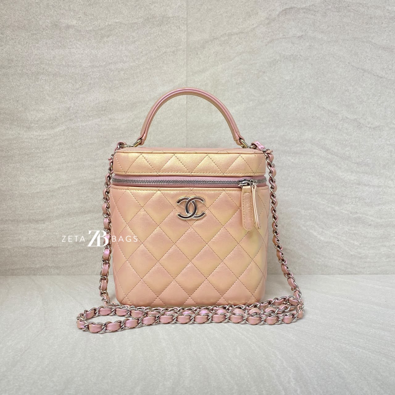 Chanel Vanity Case Iridescent Calfskin Pink Small SHW