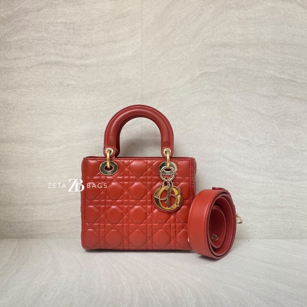 Dior Lady Dior Small Lambskin Red GHW