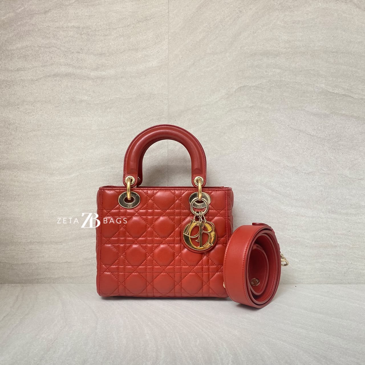 Dior Lady Dior Small Lambskin Red GHW
