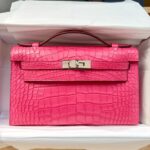 Hermes Kelly Pochette Rose Mexico Matte PHW