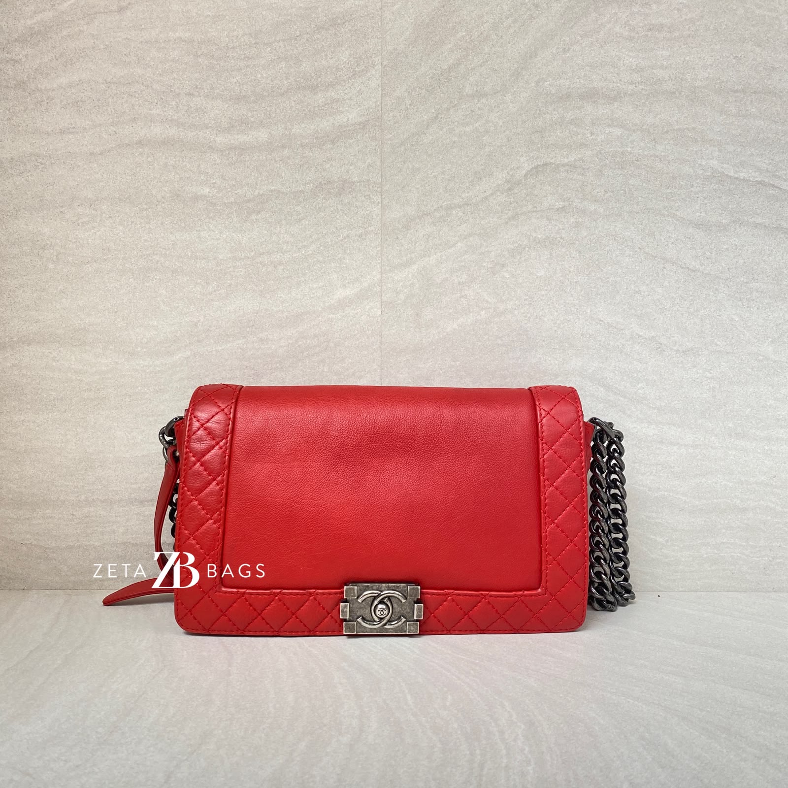 Chanel Boy Reverso Medium Calfskin Red RHW