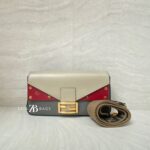 Fendi Grace 1974 Bagguette Vittelo Grey Red GHW