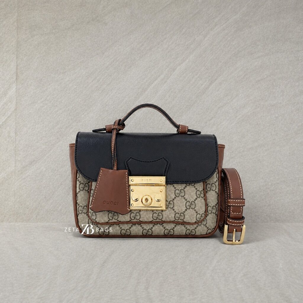 GUCCI Padlock Slingbag GG Supreme Brown Black GHW